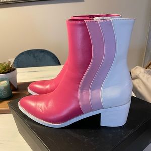 Unique Vintage Retro Pink Ankle Booties